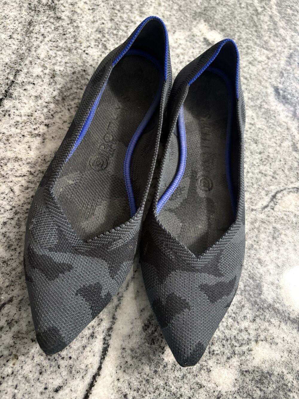 Rothy's The Point Dark Camo Washable Ballet Flat Gray Comfort Career Retired 9